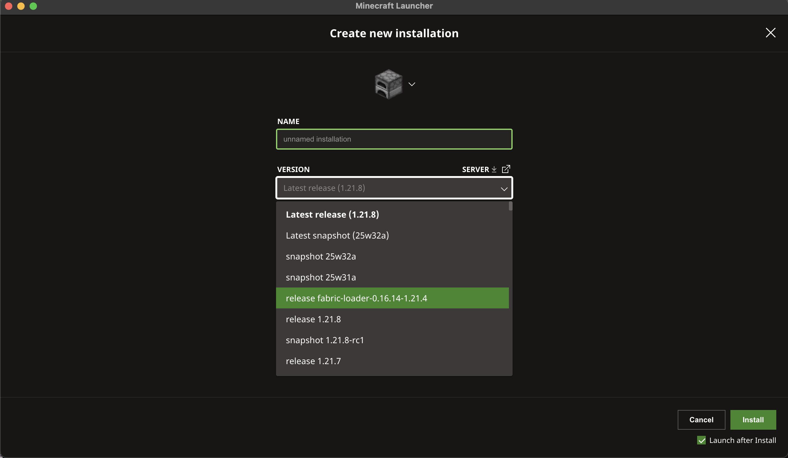 Create new installation with fabric-loader